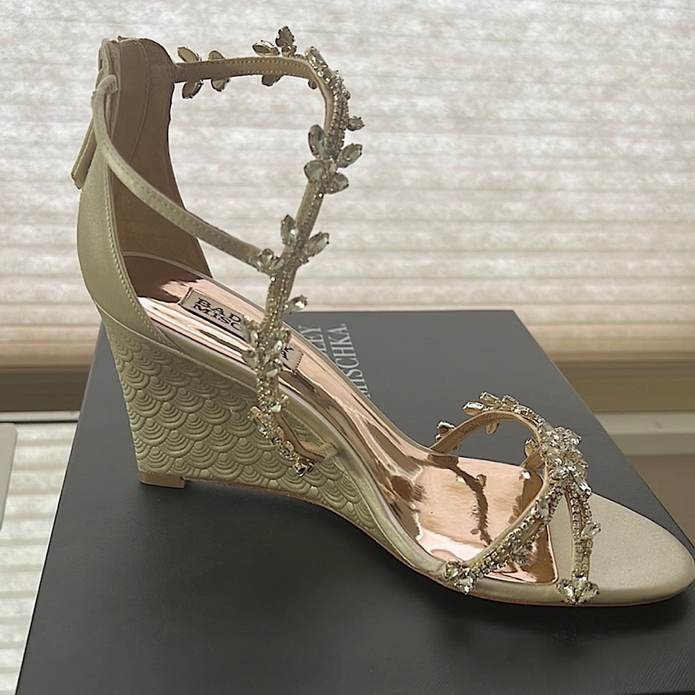Badhley Mischka wedge heel sandals